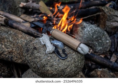 Survival gear flint and steel fire - Powered by Shutterstock