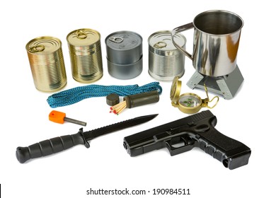 Survival Kit With Emergency Supplies And Gun