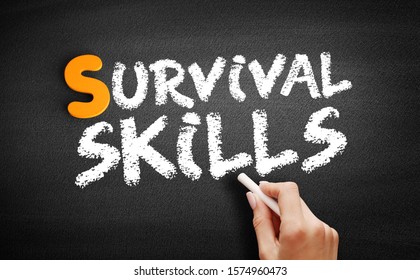 Survival Skills Text On Blackboard, Concept Background