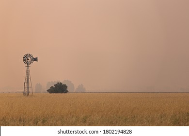 Susanville, California / USA - August 24 2020: Smoky Skies at The Sheep Fire burning within the North Complex Fires. 