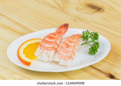 Sushi - Ama Ebi Nigiri On A White