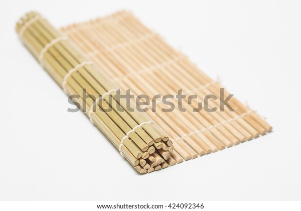 Sushi Bamboo Mat On White Background Stock Photo Edit Now 424092346