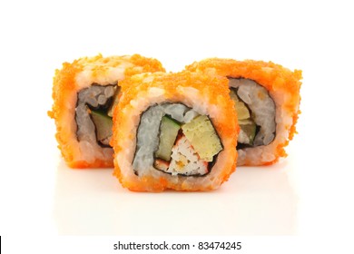 Sushi California Roll Isolated In White Background