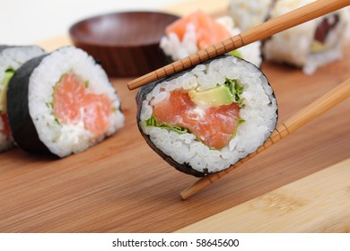 sushi and chopsticks close-up - Powered by Shutterstock