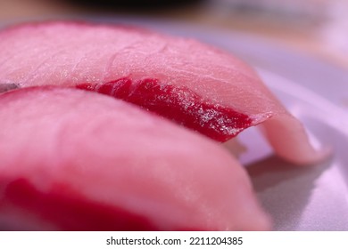 Sushi Food Is Japanese Tradition Good Food For Healthy You Special Bluefin Tuna Cheek, Young Yellow Tail, Red Shrimp With Shrimp Sauce