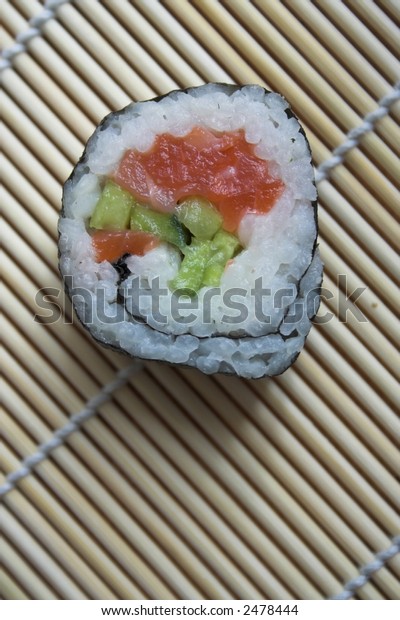 Sushi On Bamboo Rolling Mat Makizushi Stock Photo Edit Now 2478444