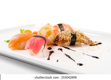 Sushi On The White Plate