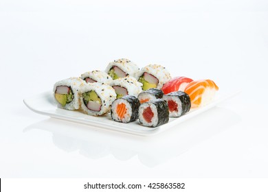 Sushi Plate On White Background