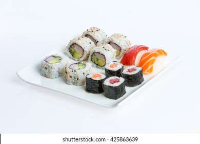 Sushi Plate On White Background