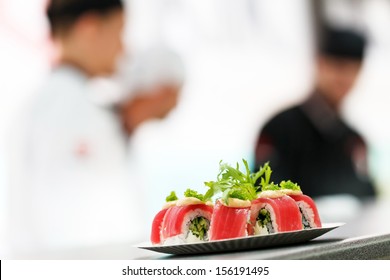 sushi in the restaurant