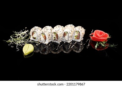 Sushi Roll Black Mirror Background 