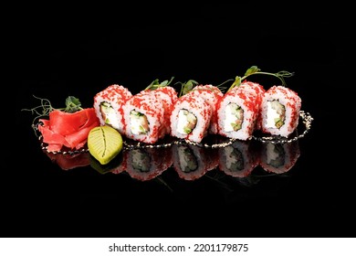 Sushi Roll Black Mirror Background 