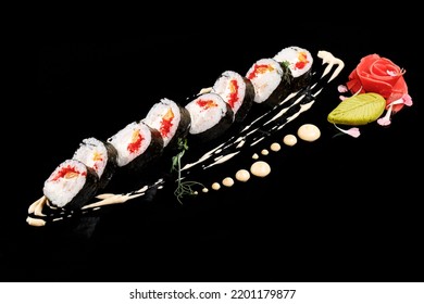 Sushi Roll Black Mirror Background 