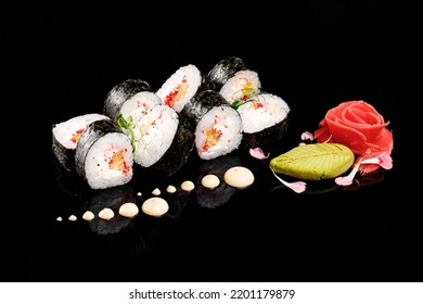 Sushi Roll Black Mirror Background 