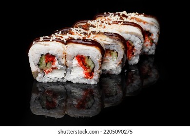 Sushi Roll Black Mirror Background 