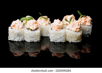 Sushi Roll Black Mirror Background 