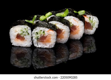 Sushi Roll Black Mirror Background 