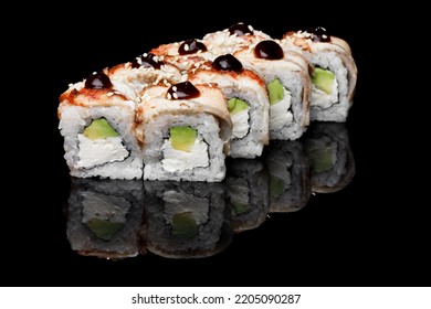 Sushi Roll Black Mirror Background 