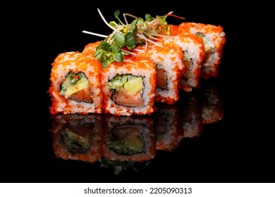 Sushi Roll Black Mirror Background 