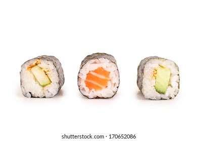  sushi rolls isolated on white background - Shutterstock ID 170652086