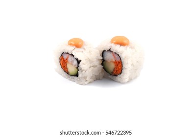 Sushi Rolls On A White Background