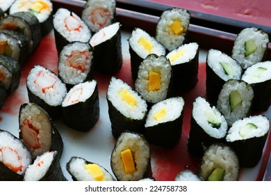 Sushi Set - Buffet Catering Style In Restaurant-salmon Maki Sushi And Nigiri Sushi