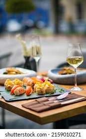 Sushi And White Wine Outdoor