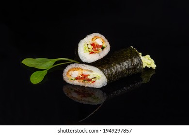 Sushirrito On Black Background Sushi Wrapped Burrito