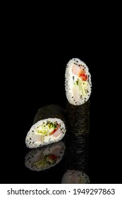 Sushirrito On Black Background Sushi Wrapped Burrito