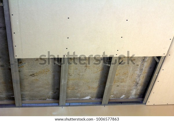 Suspended Ceiling Drywall Fixed Metal Frame Stock Photo
