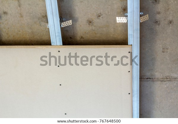 Suspended Ceiling Drywall Fixed Metal Frame Stock Photo