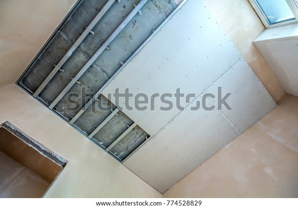 Suspended Ceiling Drywall Fixed Metal Frame Stock Photo