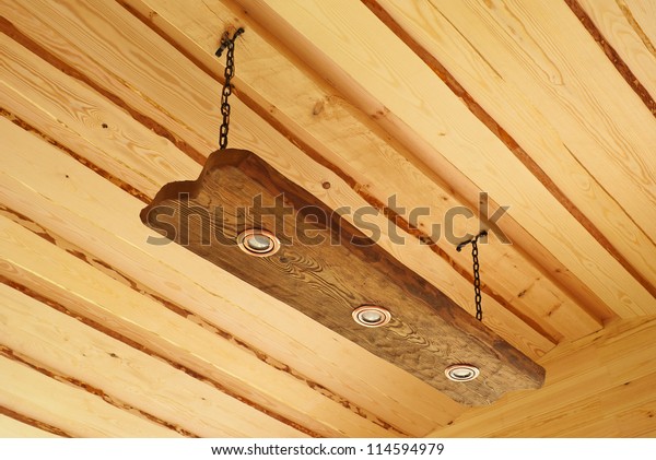 Suspended Ceiling Light Form Oak Board Stock Photo Edit Now