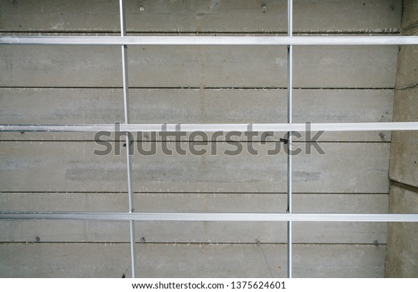 Suspended Ceiling Structure Before Installation Gypsum Stock Photo