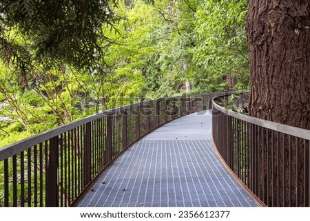 Suspended walking path at Leach Botanical Gardens in Portland Oregon