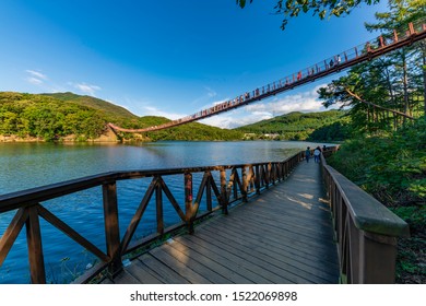 Suspension Bridge At Majang Lake, Paju South Korea 