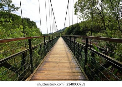 Suspension Bridge near Shifen Waterfall, a waterfall located in Pingxi District, New Taipei City, Taiwan