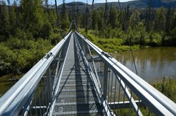 Suspension Bridge Over Byers Creek At Byers Lake In Denali National Park And Preserve,Alaska,United States,North America
