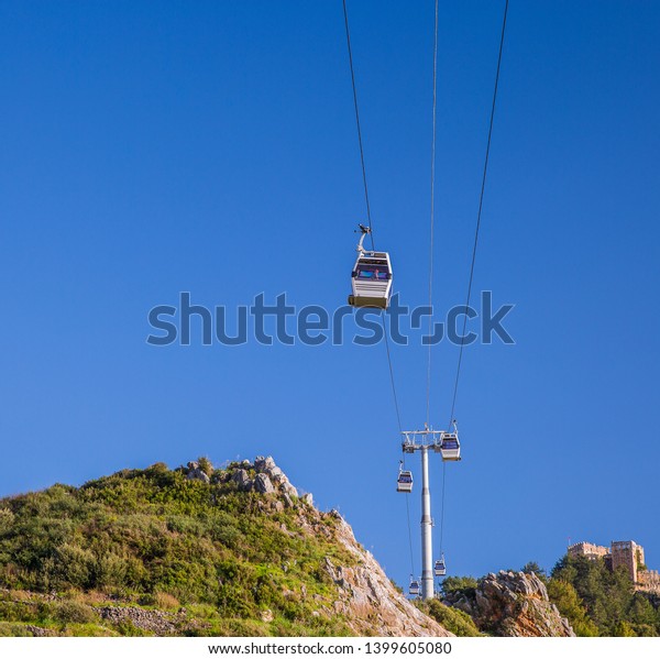 Suspension Cable Car in\
summer