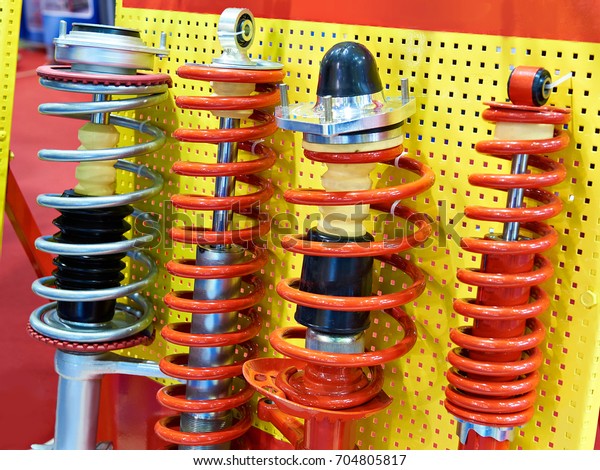 Suspension\
shock absorbers car in an auto parts\
store