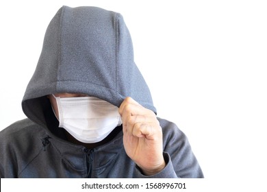 Suspicious Man Wearing A Hood And Mask