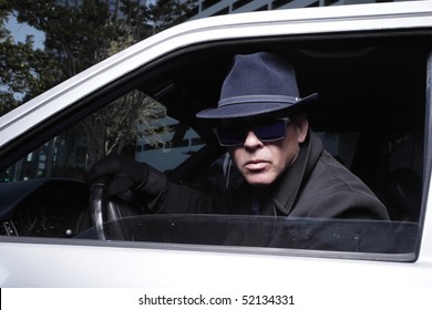 Suspicious Stalker In His Car