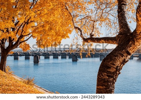 The Susquehanna River on a Beautiful Autumn Day, Harrisburg Pennsylvania USA