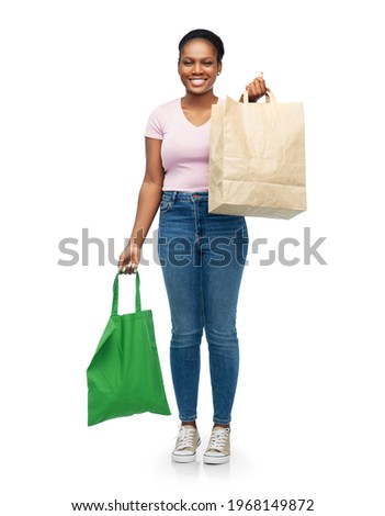 Similar – Image, Stock Photo Reusable cloth bag paper bag and glass bottle