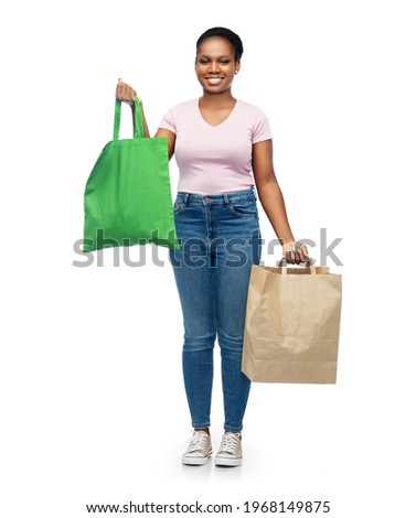 Similar – Image, Stock Photo Reusable cloth bag paper bag and glass bottle