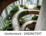 Sustainable Building Tower With Spiral Ramp And Garden