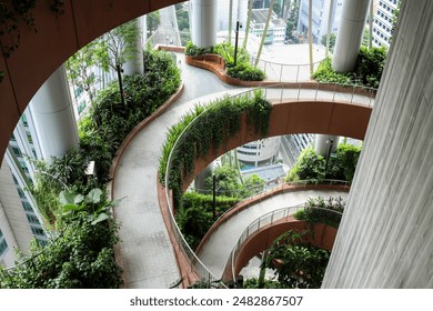 Sustainable Building Tower With Spiral Ramp And Garden - Powered by Shutterstock