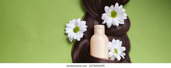 sustainable and cruelty-free products nourish and revitalize your hair and scalp, leaving you with healthy, radiant locks. Nature's beauty of hair adorned with ferns and daisies.