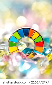 Sustainable Development Goals Image, Macro Shot Of The SDGs Badge