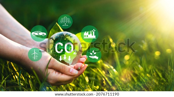 Sustainable\
development and green business based on renewable energy. Reduce\
CO2 emission concept. Renewable energy-based green businesses can\
limit climate change and global warming.\
